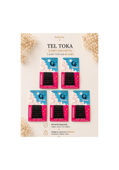 Siyah Tel Toka 5 Paket Toplam 60 Adet Siyah 60 Adet