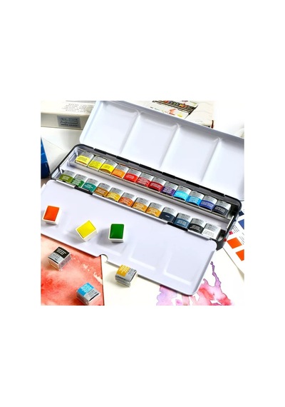 Winsor Newton Cotman Suluboya Seti 24 Renk Metal Kutu Profesyonel