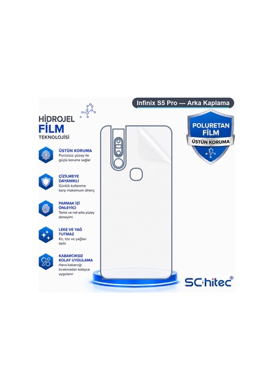 Schitec Infinix S5 Pro Uyumlu Arka Yüzey Hidrojel Koruyucu Film
