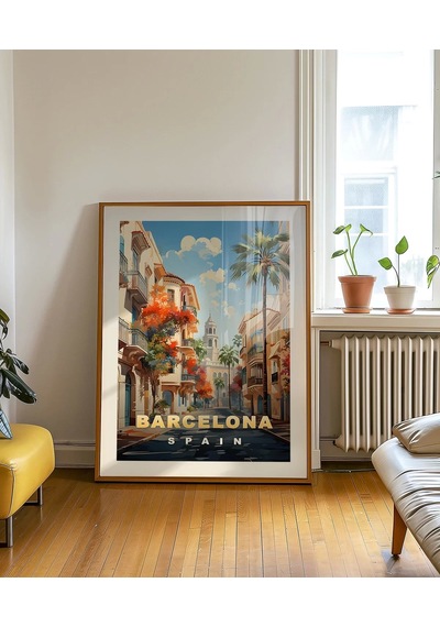 Çerçevesiz Poster Şehir Ve Deniz Uyumu Barcelo