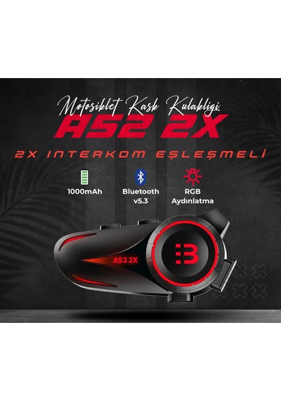 Motosiklet İntercom Seti 2 Kişi Bağlantılı Bluetooth V5.3 Rgb Kask Kulaklığı Yeni