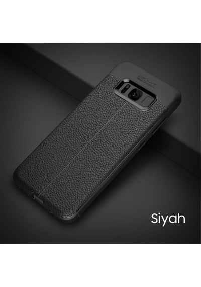 Ally Galaxy Uyumlu S8 Plus Litchi Tam Koruma Soft Silikon Kılıf- 5775 Siyah
