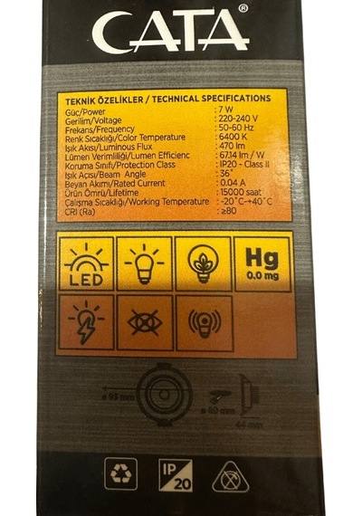Cata Ct-5204 7w 6400k Beyaz Işık Akik Sıva Altı Led Spot 4 Adet