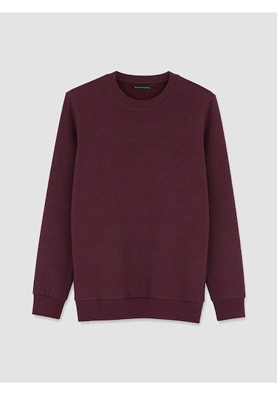 Lcwaıkıkı Classic Mürdüm Baskılı Erkek Kalın Sweatshirt