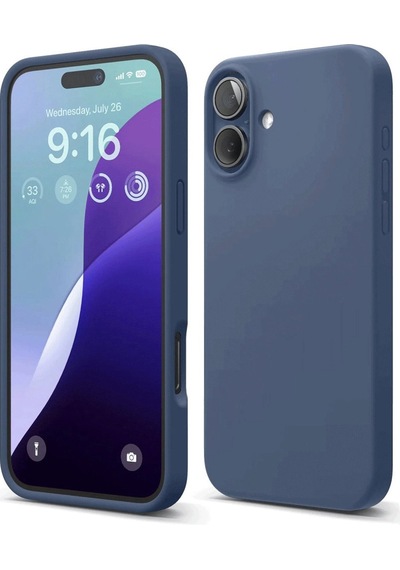Apple Uyumlu iPhone 16 Kılıf Nano İçi Kadife Silikon Lacivert