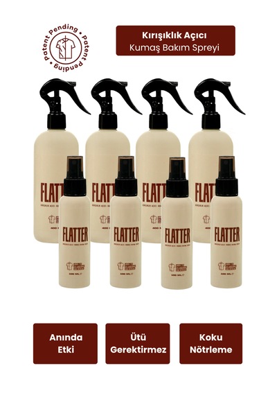 Flatter Kırışıklık Açıcı Sprey - Avantajlı Paket 4 X 400ml + 4 X 100ml 8'li Set
