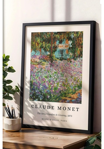 Claude Monet The Artist's Garden At Giverny Çerçeveli Tablo - Eklektik Tarz Duvar Dekoru