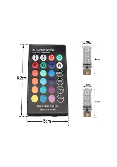 18 Led Rgb T10 Kumandalı Çakarlı Park Ampülü