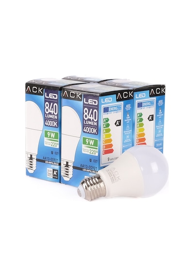 Ack 9w Led Ampul 4000k Günışığı E27 4'lü Eko Paket