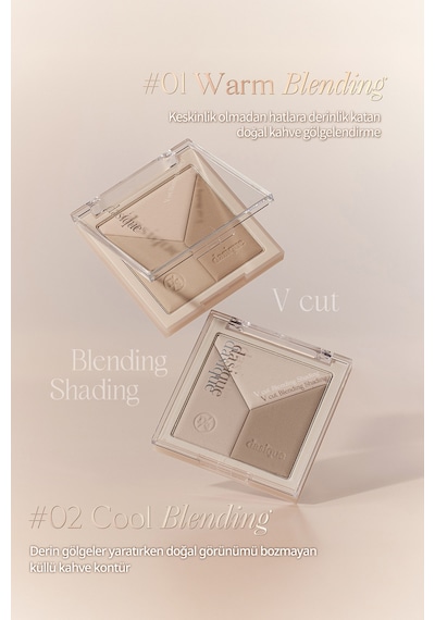 Dasique Doğal Gölgelendirme Sunan 3'lü Kontür Paleti V Cut Blending Shading 01 Warm Blending