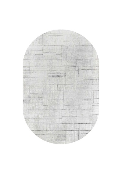 Etro Dekoratif Modern Akrilik Makine Oval Halı Et11 Gri