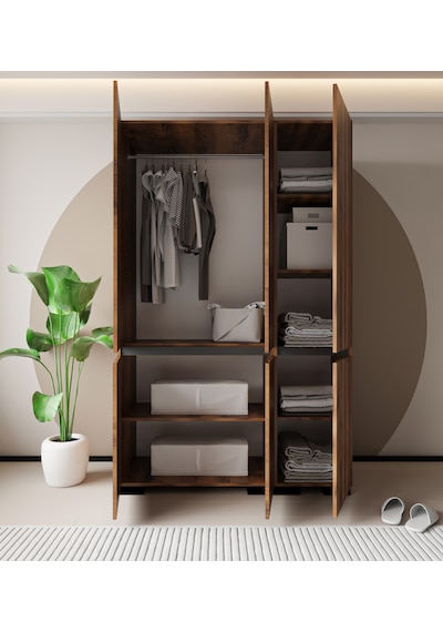 Floransa 6 Kapılı Flr6-ıra Ceviz- Antrasit Gardırop Ceviz - Antrasit