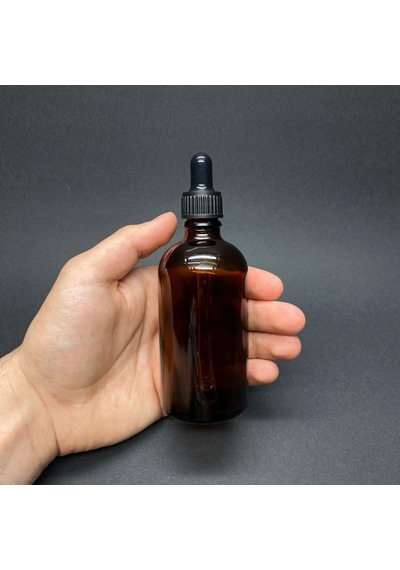 100ml Kahverengi Cam Damlalıklı Şişe , Siyah Plastik Kapak , 100c
