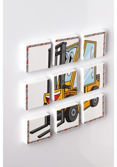Blok Çift Taraflı 9 Parçalı Mıknatıslı Kepçe - Forklift Puzzle - 2 Görsel Yapboz Diğer