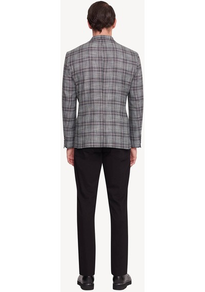Ysf Erkek Yeşil Gri Regular Fit Ekose Ceket 001
