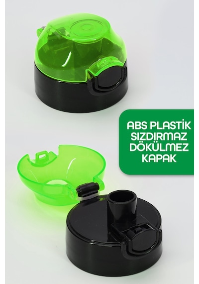 Su Matarası Tritan Geniş Ağız Su Şişesi Grafiti Spor Matarası Suluğu Bpasız 800 Ml Yeşil 0104