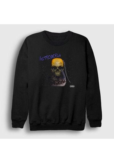 Presmono Unisex Skull Astroworld Travis Scott Sweatshirt Siyah