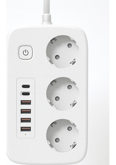 Mercansa 2500w Çoklu Priz 2 Metre - 3 Lü Ac Priz +5 Usb Çıkışı Akım Korumalı Alev Almayan Gövde, 11318708