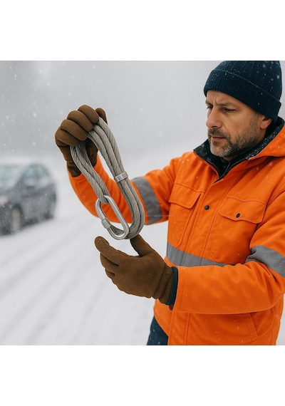 Çelik Çekme Halatı, 3,5 Metre, 6 8 Mm Kalınlık, İzoleli, Dayanıklı Araç Kurtarma Halatı, Oto Yü
