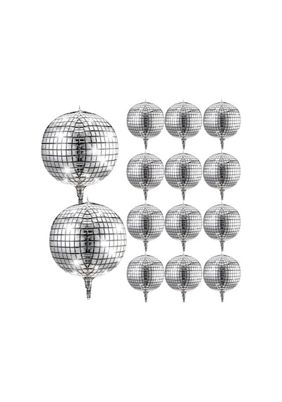 4d Buyuk Boy Gumus Disco Kure Folyo Balon 22" Inc Genel
