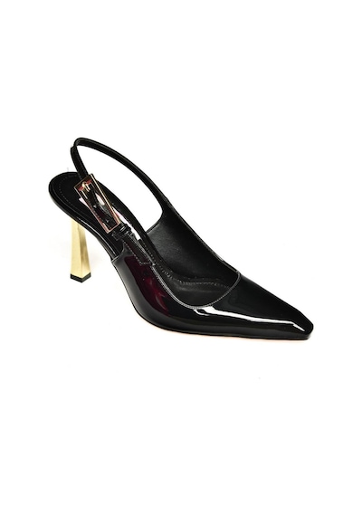 Fox Shoes S752098708 Siyah Rugan Kalın Topuklu Kadın Ayakkabı Siyah