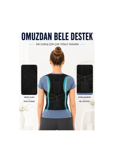 Dik Duruş Korsesi Fileli Sırt Ve Bel Destekli Ayarlanabilir Omuz Destek Korsesi Diğer