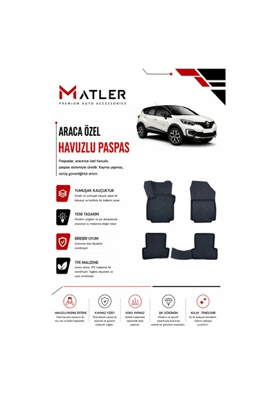 Renault Captur 2013 Model 4d Ekstra Havuzlu Paspas