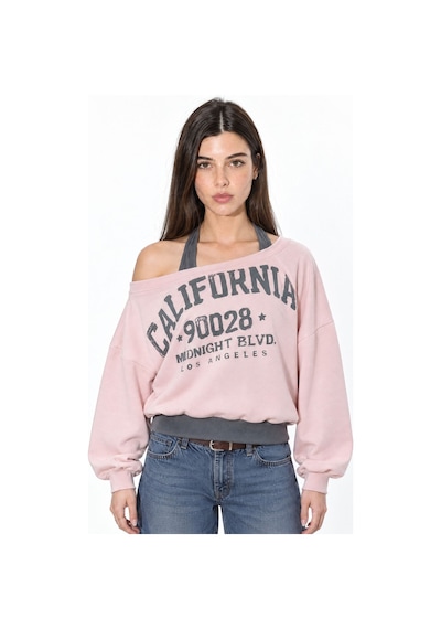 Hiccup Busem Bisiklet Yaka Sweatshirt Pembe