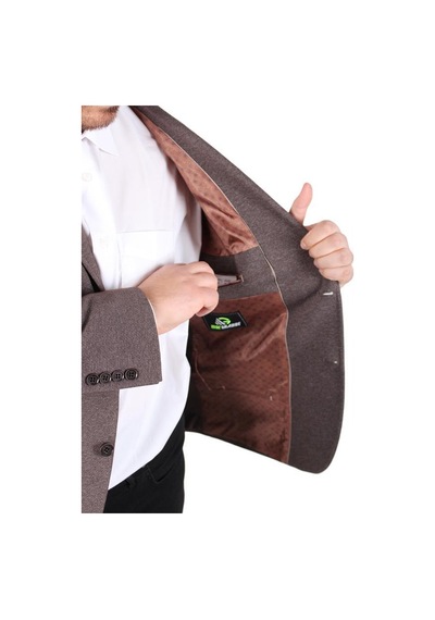 Starbattal Erkek Büyük Beden 4 Drop Blazer Sedef Ceket 500606 Kahverengi Kahverengi