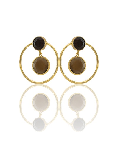 Kadir Jewellery 22 Ayar Altın Kaplama Kadın Halka Küpe -el İşçiliği Ve Hipoalerjenik Küpe Kahverengi