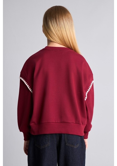 Defacto Relax Fıt Bisiklet Yaka Slogan Baskılı Sweatshirt Kız Çocuk I0709a826aubr204 Bordo-br204