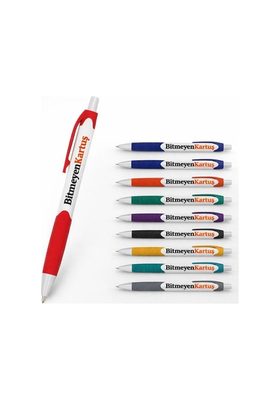 Bk Gift Promosyon 506 Plastik Tükenmez Kalem Logolu Uv Baskılı Kurumsal Promosyon Kalem Mavi