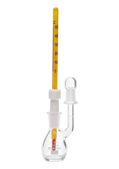 Cam Piknometre 10 Ml - Kalibreli Termometreli - Sertifikalı