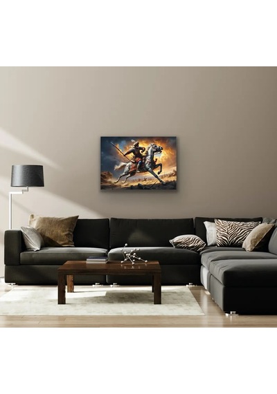 Atlı Osmanlı Askeri Kanvas Tablo 70x100cm Açık Kahverengi