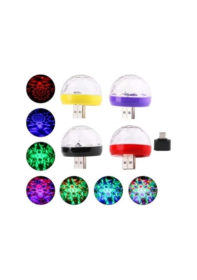 Disko Topu - Müziğe Ve Sese Duyarlı Usb Girişli Araç Içi Mini Disko Topu Parti Mini Led Karışık