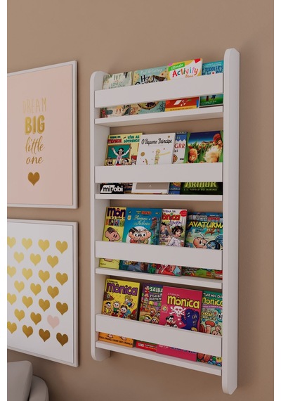 Lino 4 Raflı Montessori Kitaplık Eğitici Çocuk Kitaplığı Beyaz