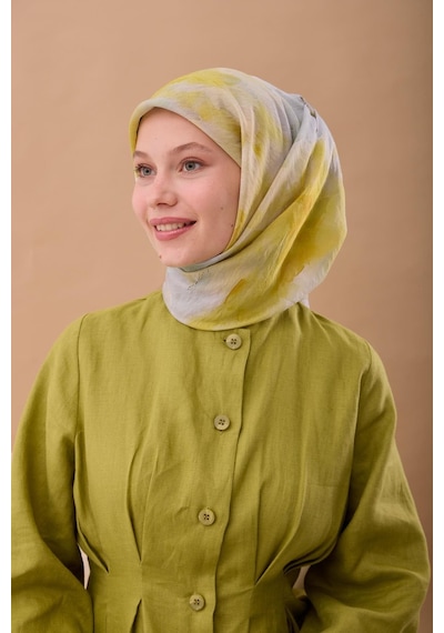 Silk Home Olinda İpek Eşarp 47004-06 Gri, Koyu Yeşil, Sarı, Çağla