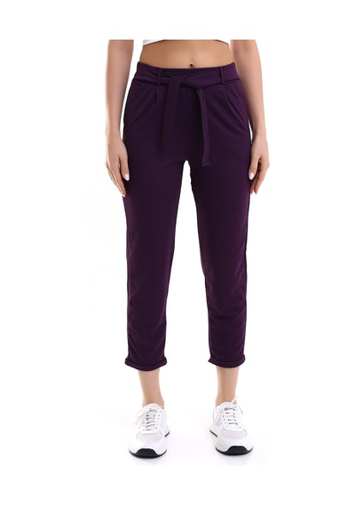 Winmoda34 Kadın Havuç Pantolon Beli Kemerli Mor
