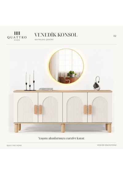 Venedik Konsol Krem Ahşap