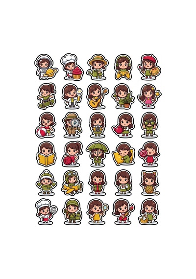 Sevimli Karakterler Chibi Sticker Seti 150 Adet - 5'li Mega Paket - Laptop Defter Ajanda Etiketi Çok Renkli