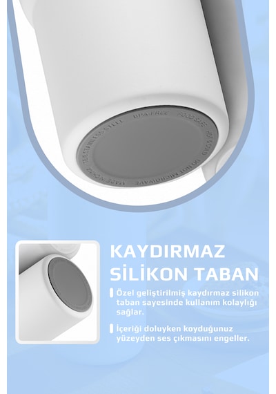 Fika Lumi Patentli Döner Kulplu Sızdırmaz Çelik Termos 1200 Ml - Beyaz