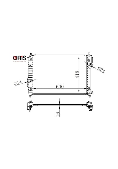 Radyator Brazing Mt 600 418x16 Kalos/ Aveo 1.2i/1.6i 05 Orıs 95227751/ 95227749