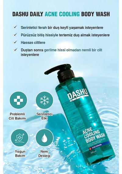 Akneye Eğilimli Ciltler İçin Serinletici Etkili Duş Jeli Dashu Daily Acne Cooling Body Wash Narenciye