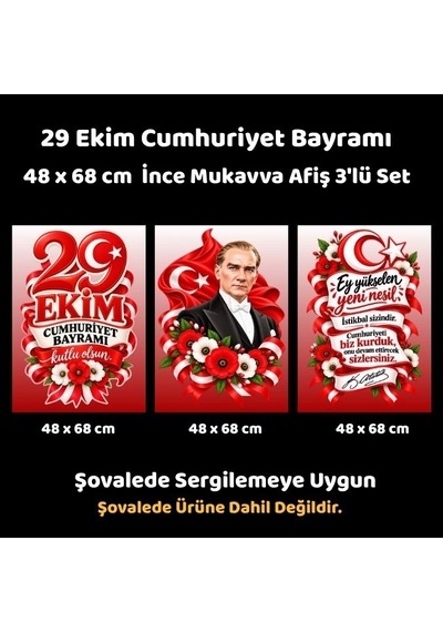 29 Ekim 48 X 68 Cm Mukavva Afiş Seti 3'lü Tüm Yaşlar