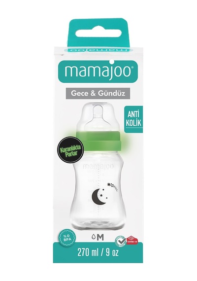Mamajoo Gece & Gündüz Biberonu 270 ml & Saklama Kutulu İkili Emzik - Pearl