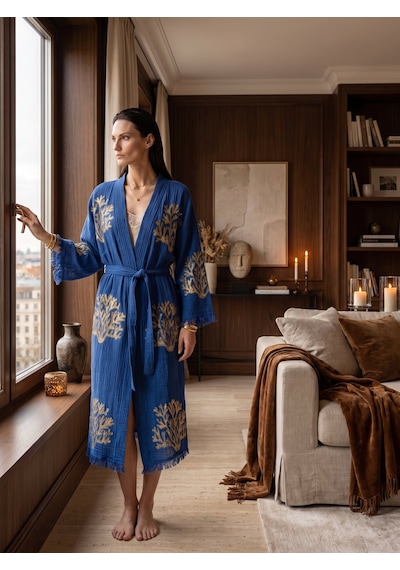 Brandsmiths Blue Ethereal Coral Kimono Sarı