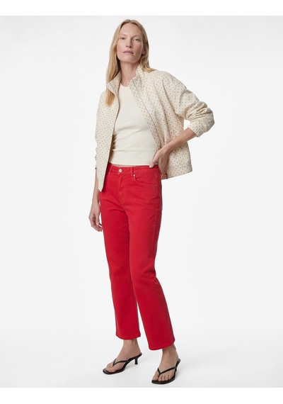 Koton Normal Bel Dar Kalıp Pamuklu Düğmeli Kısa İspanyol Paça Pantolon - Kick Flare Jeans Kırmızı 6sal40006mw Koton Normal Bel Dar Kalıp Pamuklu Düğmeli Kısa İspanyol Paça Pantolon - Kick Flare Jeans Kırmızı 6sal40006mw