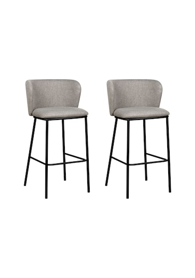 Mına 2'li Bar Sandalyesi Seti, 73 Cm Oturum, Ayak Destekli, Modern Tasarım Gri Mına 2'li Bar Sandalyesi Seti, 73 Cm Oturum, Ayak Destekli, Modern Tasarım Gri