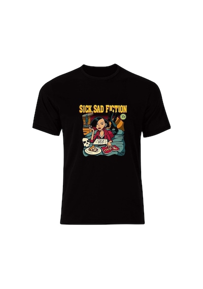 Stoned&Fame Sick Sad Fiction Unisex T-shirt SIYAH