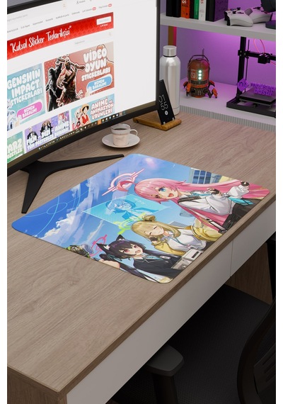 Blue Archive Kaymaz Dikişli Kauçuk Oyuncu Mousepad V2 - 48x40 Xl Gaming Mouse Pad Fare Altlığı